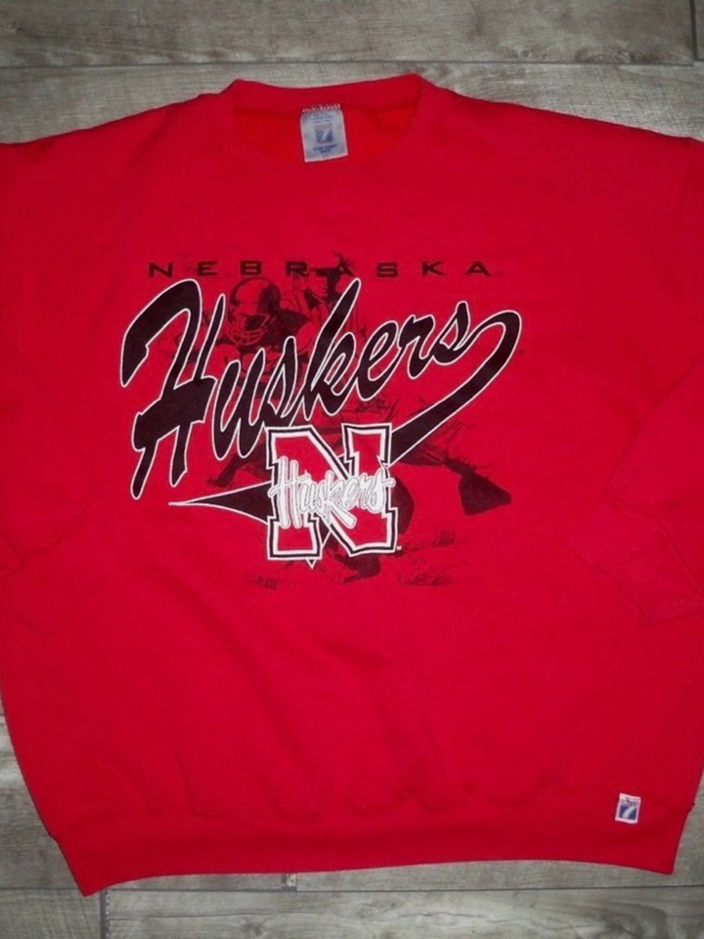 Vintage Nebraska Huskers College Football Logo 7 BIG LOGO Sweatshirt Size XXL